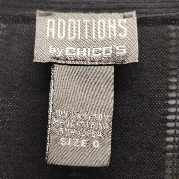 Chico's Additions Size S (0) Black All-Over Eyelet Fringe Open Front Cardigan - Picture 5 of 5